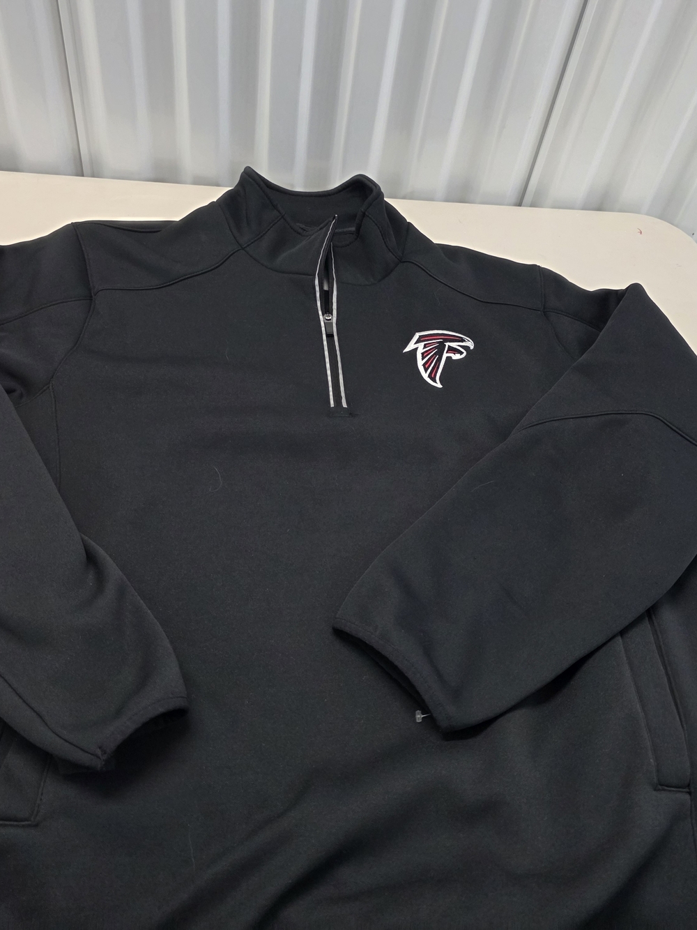 Atlanta Falcons NFL 1/4 Zip Pullover Black Embroidered Logo Pockets Men's Size X